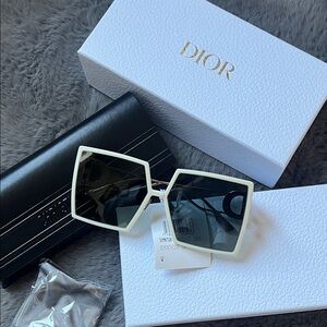 Dior White Geometric Sunglasses with Dark Lenses - Dior
